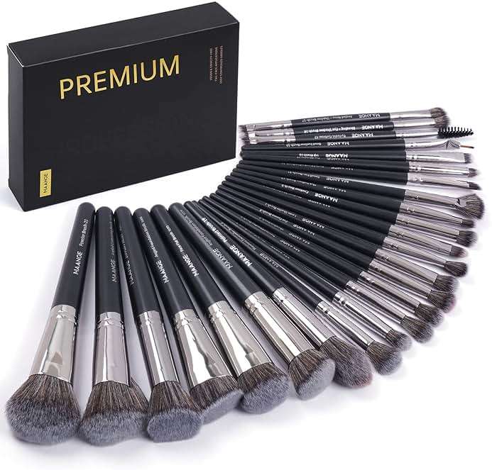 MAANGE Makeup Brushes, 25pcs Makeup Brush Set Premium Synthetic Concealer Blush Foundation Eyeshadow Brush Professional Make up Brushes with Gift Box(Black) - Image 1