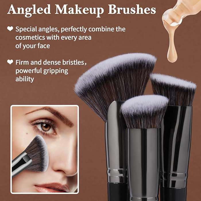 MAANGE Makeup Brushes, 25pcs Makeup Brush Set Premium Synthetic Concealer Blush Foundation Eyeshadow Brush Professional Make up Brushes with Gift Box(Black) - Image 3