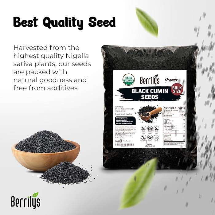 Black Cumin Seeds, Organic, Berrilys, 5 LB, Also Known As Nigella Sativa, Kalonji, Black Seed, Great for Baking, Cooking and Bread Making, Vegan, Keto Diet - Image 2