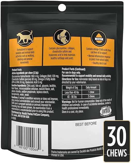 Pro Plan Veterinary Diets Joint Care Small Breed Dog Joint Supplement with Glucosamine Chondroitin Collagen and Hyaluronic Acid for Mobility Support, 30 Count - Image 8