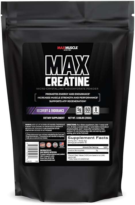 Max Muscle Ultra Pure Creatine Monohydrate Powder 5000 mg (5 Grams) | 3rd Party Purity Tested | 100% Micronized and Unflavored for Maximum Absorption | Keto Friendly | 8.8 Ounces | 50 Servings - Image 1