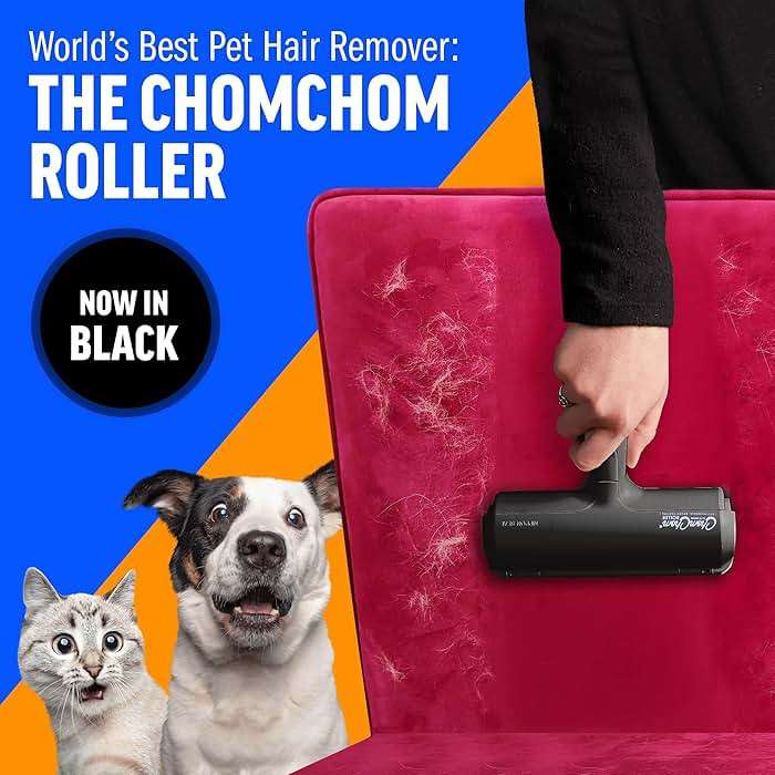 ChomChom Roller Pet Hair Remover – Original Size Reusable Lint Roller for Cat & Dog Hair on Furniture, Couch, Carpet, Car, Rugs & Bedding – Portable, Eco-Friendly (Black) - Image 3