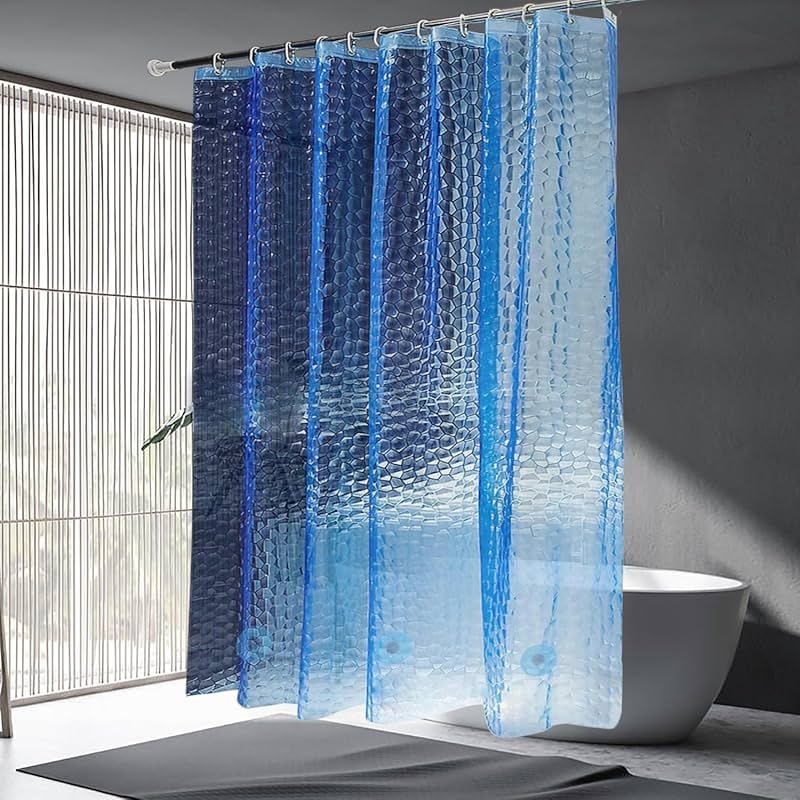 LQFMEHOT EVA Blue Shower Curtain Liner, 3D Water Cube 5G Shower Liner with 12 Rustproof Metal Grommets and Weighted Magnets, Waterproof Duty for Bathroom 72 x 72 - Product Image