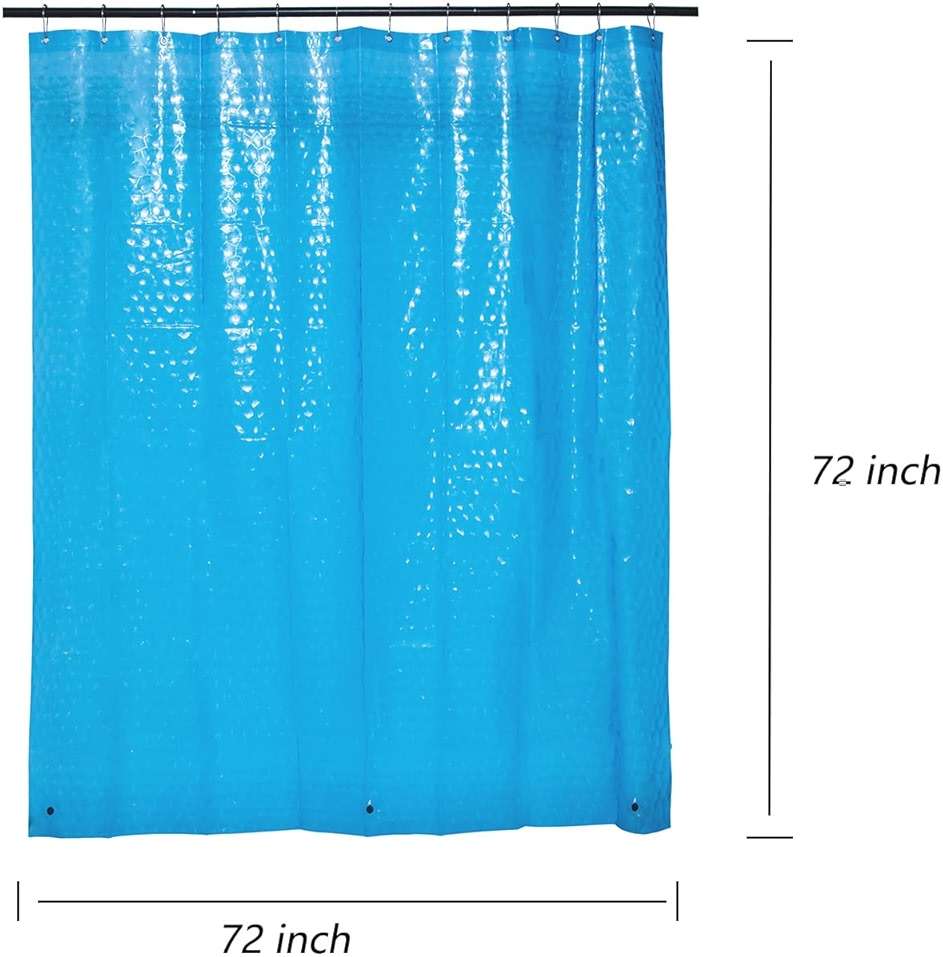 LQFMEHOT EVA Blue Shower Curtain Liner, 3D Water Cube 5G Shower Liner with 12 Rustproof Metal Grommets and Weighted Magnets, Waterproof Duty for Bathroom 72 x 72 - Image 2