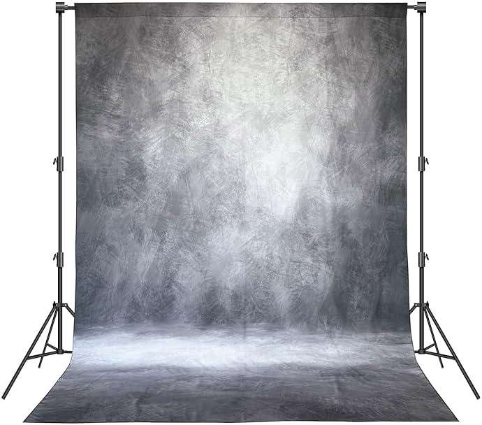 Haboke Abstract Professional Photography Backdrop for Portrait Photo Props Booth Background Photoshoot Studio with Polyester Fabric Roller Pocket on Top (8x10ft,Grey,No Stand) - Image 1