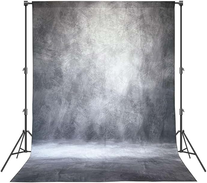 Haboke Abstract Professional Photography Backdrop for Portrait Photo Props Booth Background Photoshoot Studio with Polyester Fabric Roller Pocket on Top (8x10ft,Grey,No Stand) - Product Image