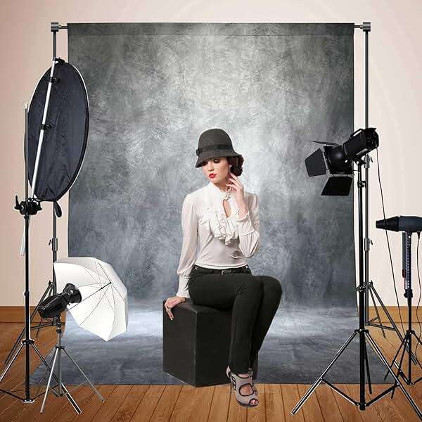 Haboke Abstract Professional Photography Backdrop for Portrait Photo Props Booth Background Photoshoot Studio with Polyester Fabric Roller Pocket on Top (8x10ft,Grey,No Stand) - Image 6