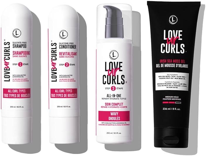Love Ur Curls - Shampoo, Conditioner, Wavy All In One Styler to repair, define and hydrate hair and Irish Sea Moss Gel for touchable hold - Product Image