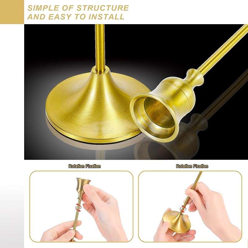 Candle Holder Gold Taper Candlestick Holders - Table Décor Brass Golden Pillar Candle Sticks Holder Set of 6, Antique Fireplace Decor Tapered Bulk Candelabra for Wedding, Christmas - Image 7