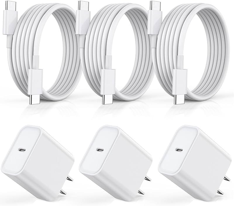 Fast Charger for iPhone 17 16 15, 3Pack USB C iPad Charge PD Fast Charger Block 6FT Long USBC to Type C i Phone Charging Cable Cord for iPhone 17 Air/Pro/Pro Max/16 Pro/Plus/15/15 Pro/Pro Max,iPad Pro - Product Image