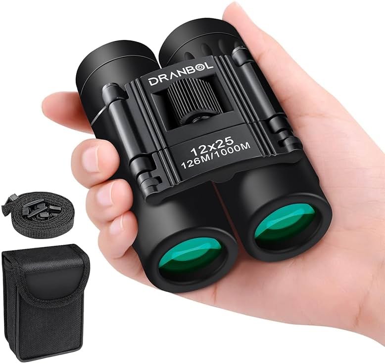 DRANBOL 12X25 Mini Pocket Binoculars for Adults Kids, Small Compact Binoculars for Bird Watching, Opera Concert - Product Image