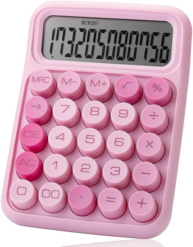 Mr. Pen- Mechanical Switch Calculator, 12 Digit Large LCD Display, Pink with Big Buttons, Mechanical Switch Calculator for Home, School, Office - Product Image