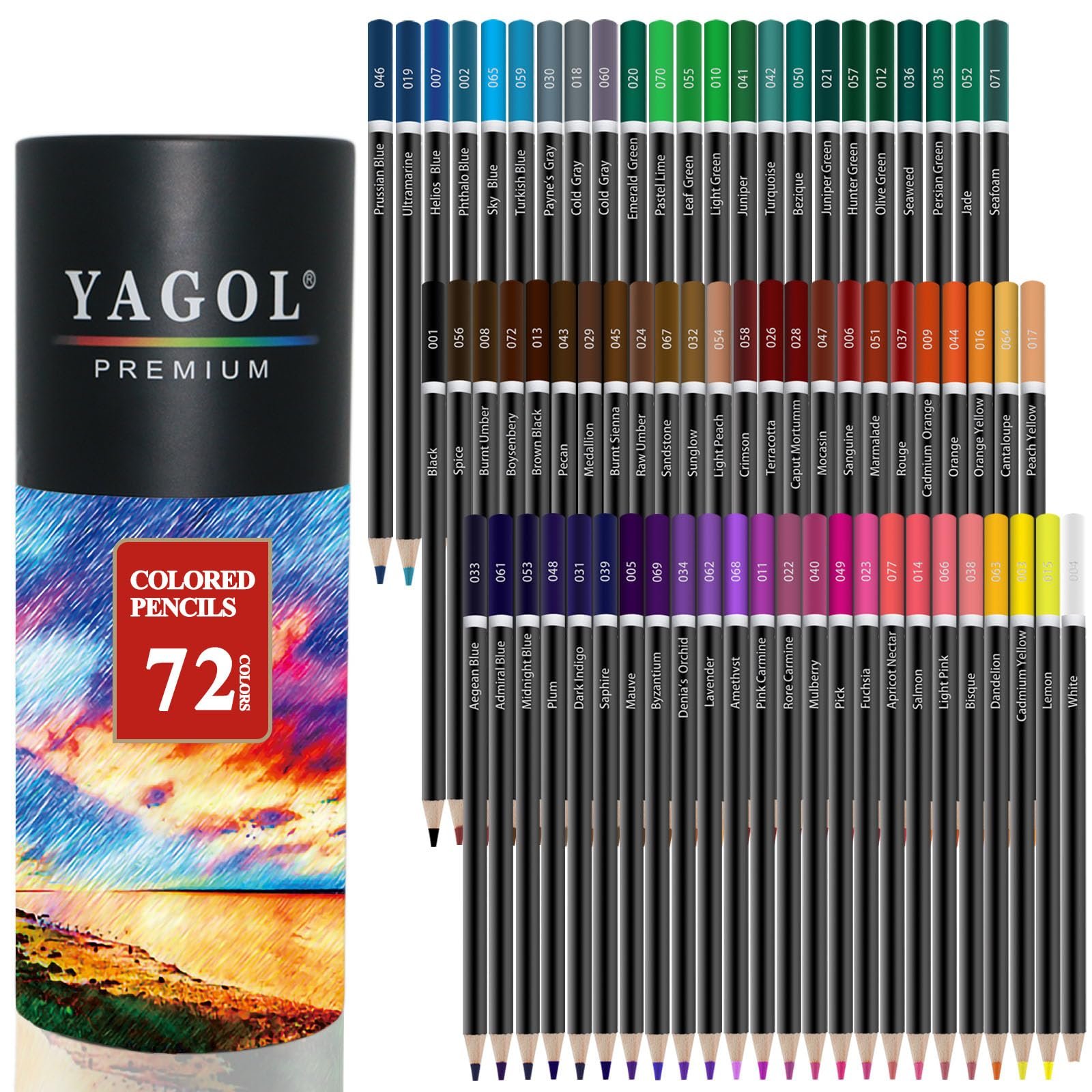 Yagol Colored Pencils for Adult Coloring Books, 72 Color Pencil Set, Soft Core Color Pencils for Adult Coloring Book, Coloring Pencils for Adults - Drawing, Sketching, Blending & Shading-Art Supplies. - Product Image