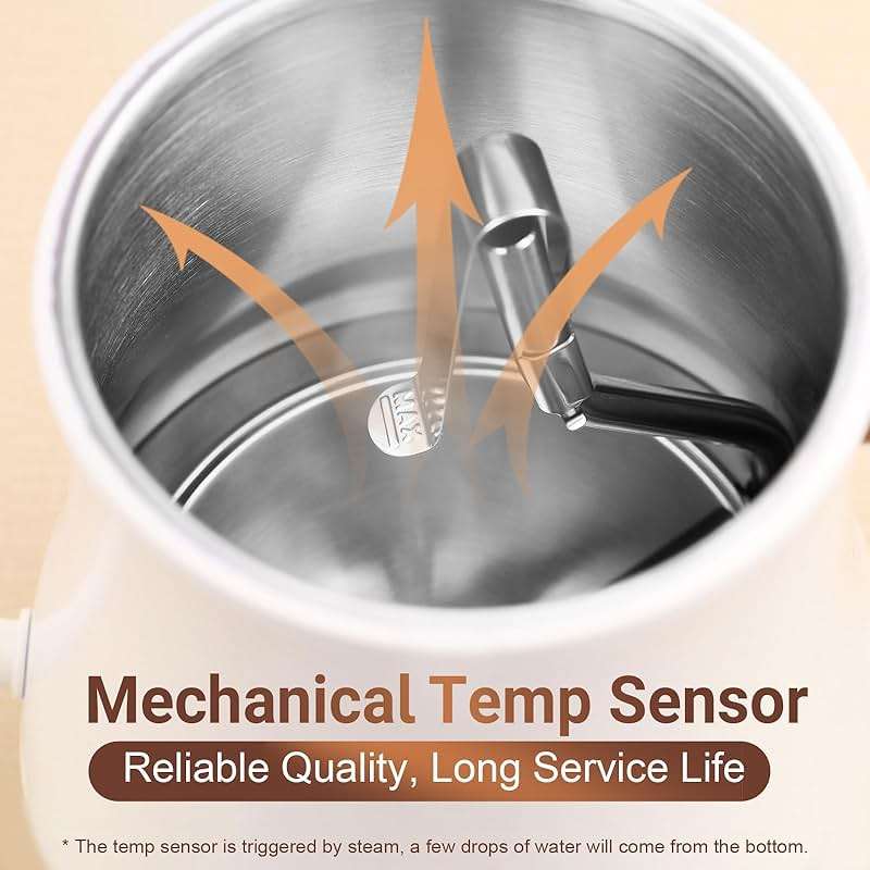 Mecity Electric Kettle Stainless Steel Gooseneck Water Kettle Water Boiler for Pour Over Coffee Fast Heating, Auto Shut Off, 27 fl oz, 1000W, Milk White - Image 5