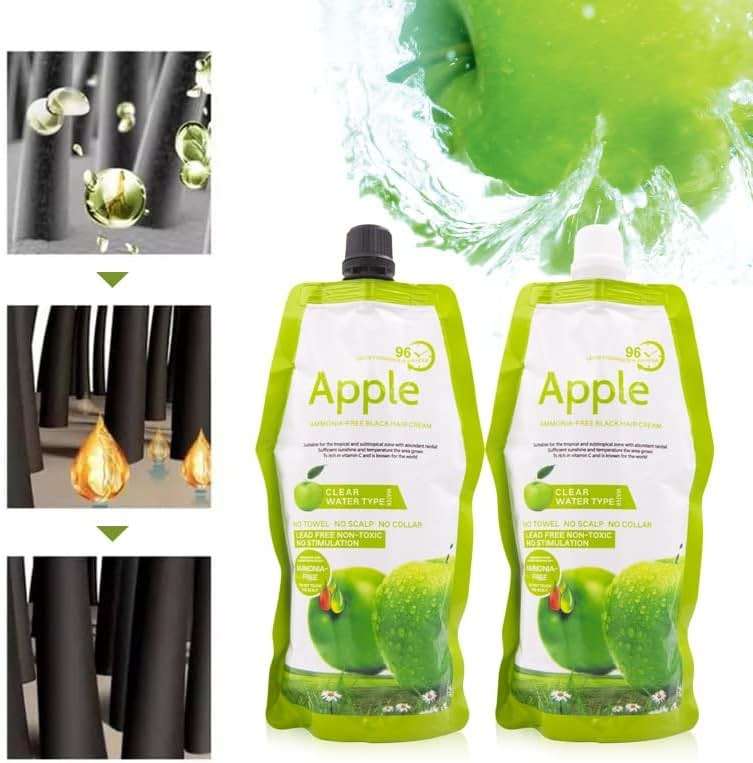 Maani Essence MOKERU Black Hair Dye Cream 500ml*2/Pack, Ammonia Free, Instant Hair Dye, 100% Gray Hair Coverage, Apple Hair Color, Black Hair Dye Shampoo for Men - Image 2
