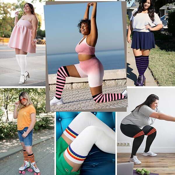 Zando Plus Size Thigh High Socks Extra Long Leg Warmers Over Knee Thick Socks Chunky Knit Thigh High Stockings - Image 6