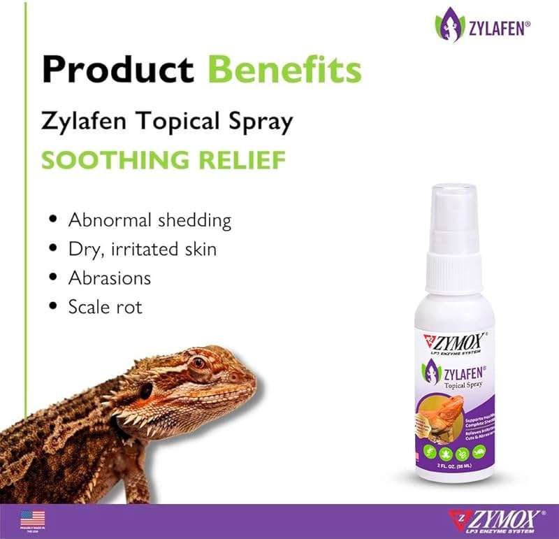 Zymox Zylafen Topical Spray for Reptiles, 2 oz. – Supports Healthy, Complete Shedding for Lizards, Snakes, Turtles & Frogs – Soothes Irritated Skin: Abrasions, Wounds, & Abnormal Shedding - Image 2
