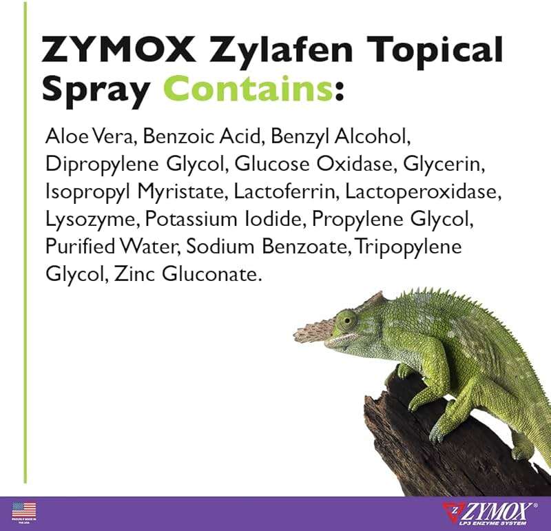 Zymox Zylafen Topical Spray for Reptiles, 2 oz. – Supports Healthy, Complete Shedding for Lizards, Snakes, Turtles & Frogs – Soothes Irritated Skin: Abrasions, Wounds, & Abnormal Shedding - Image 3