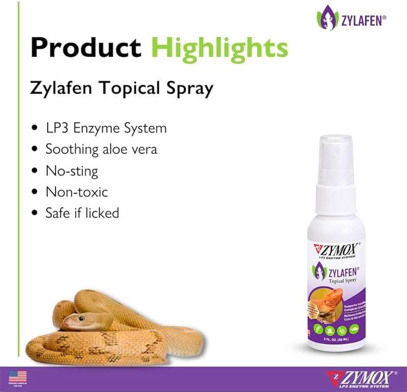 Zymox Zylafen Topical Spray for Reptiles, 2 oz. – Supports Healthy, Complete Shedding for Lizards, Snakes, Turtles & Frogs – Soothes Irritated Skin: Abrasions, Wounds, & Abnormal Shedding - Image 4