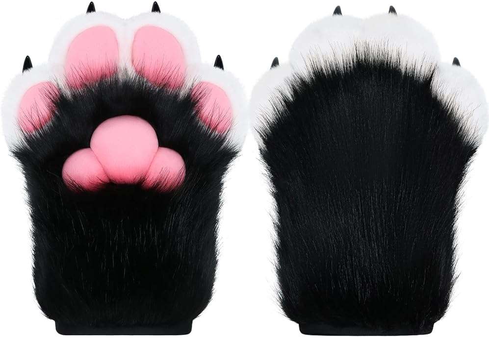 BNLIDES Cosplay Fursuit Paw Gloves Furry Claw Gloves Built-in Whistle Decompression Toys Costume Party Accessories for Adult - Image 1