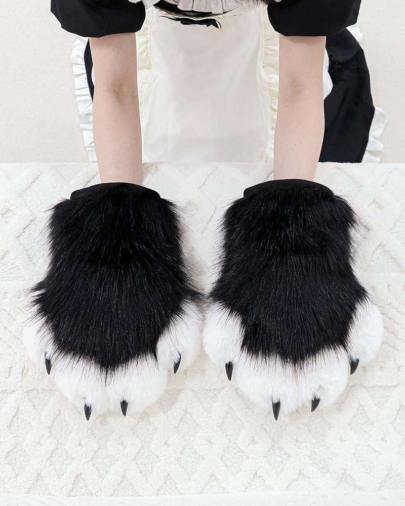 BNLIDES Cosplay Fursuit Paw Gloves Furry Claw Gloves Built-in Whistle Decompression Toys Costume Party Accessories for Adult - Image 7