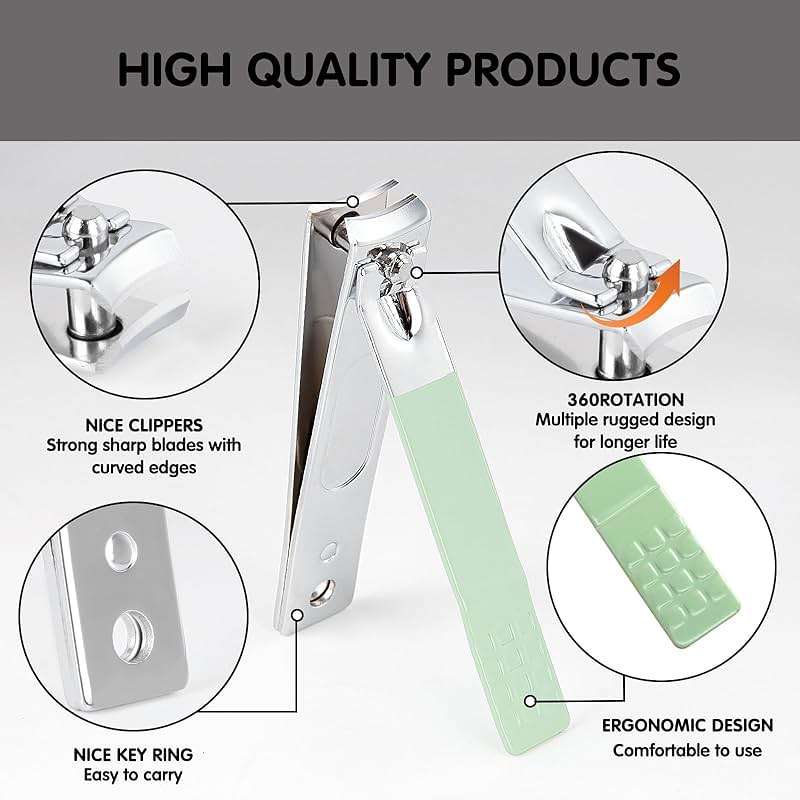 Tumkun Nail Kit, Manicure Kit, Nail Care Kit for Women, Manicure Pedicure Set, Nail Clippers Toenail Clippers Kit, Professional Manicure Kit Pedicure Kit, Green Travel Case, Set of 12. - Image 4