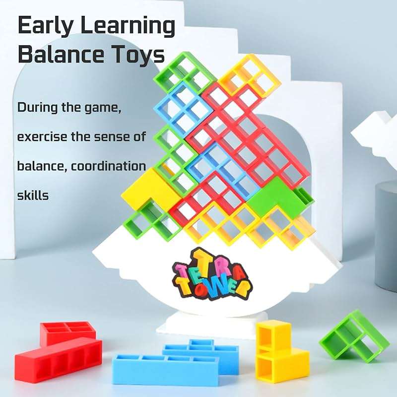 ALKISTA 48 Pcs Tetra Tower Balance Stacking Blocks Game, Board Games for 2 Players+ Family Games, Parties, Travel, Kids & Adults Team Building Blocks Toy - Image 6