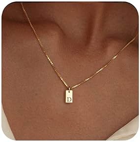 Initial Necklaces for Women 14K Gold Plated Letter Necklace Dainty Waterproof Pendant Necklace Personalized Gifts Trendy Gold Jewelry - Product Image