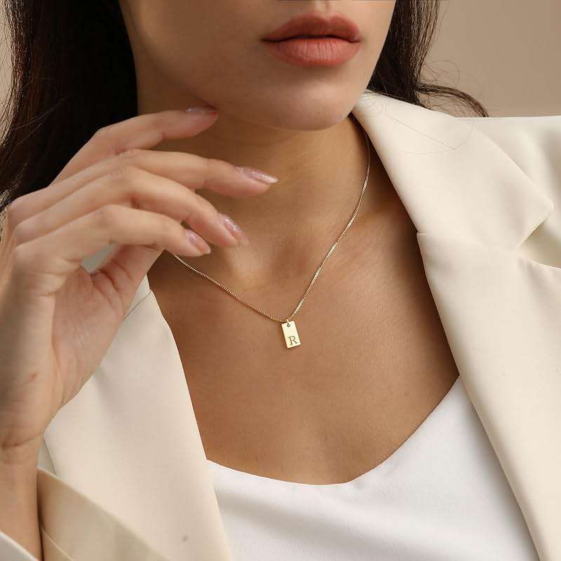 Initial Necklaces for Women 14K Gold Plated Letter Necklace Dainty Waterproof Pendant Necklace Personalized Gifts Trendy Gold Jewelry - Image 4