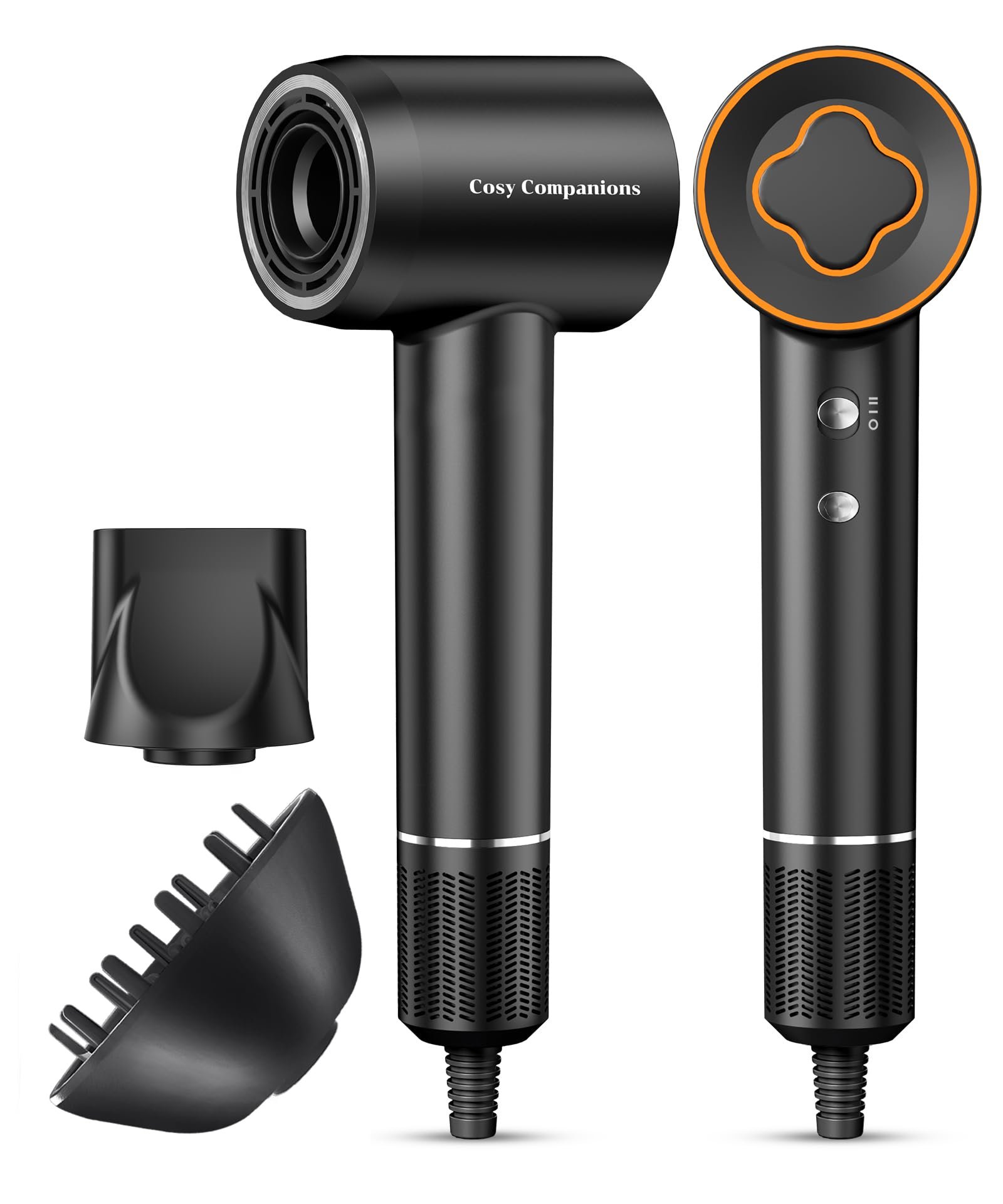Cosy Companions High-Speed Ionic Hair Dryer, 150000 RPM Brushless Motor for 2-5 Min Fast Drying, Low Noise Blow Dryer Reduces Frizz & Heat Damage, Lightweight Hair Dryer with Diffuser & Nozzle - Product Image