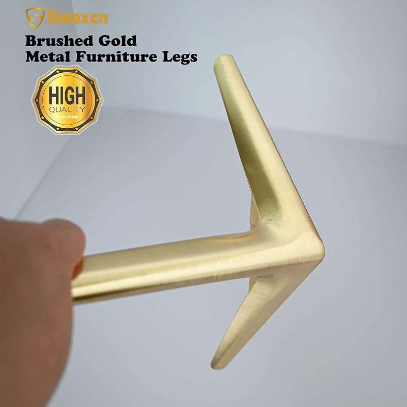 Smaxcn 6 inch/15cm Brushed Gold Metal Furniture Legs Set of 4, Modern Style Furniture Legs, DIY Replacement for TV Stand, Sofa, Chair, Cabinet Cupboard - Image 5