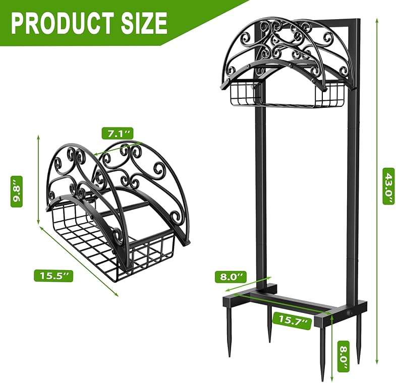 Gayuteay Garden Hose Holder – Water Hose Reel Stand with Storage Basket Holds 151ft, Heavy Duty Freestanding Garden Hanger Storage Rack for Outside Yard Lawn Farm - Image 2