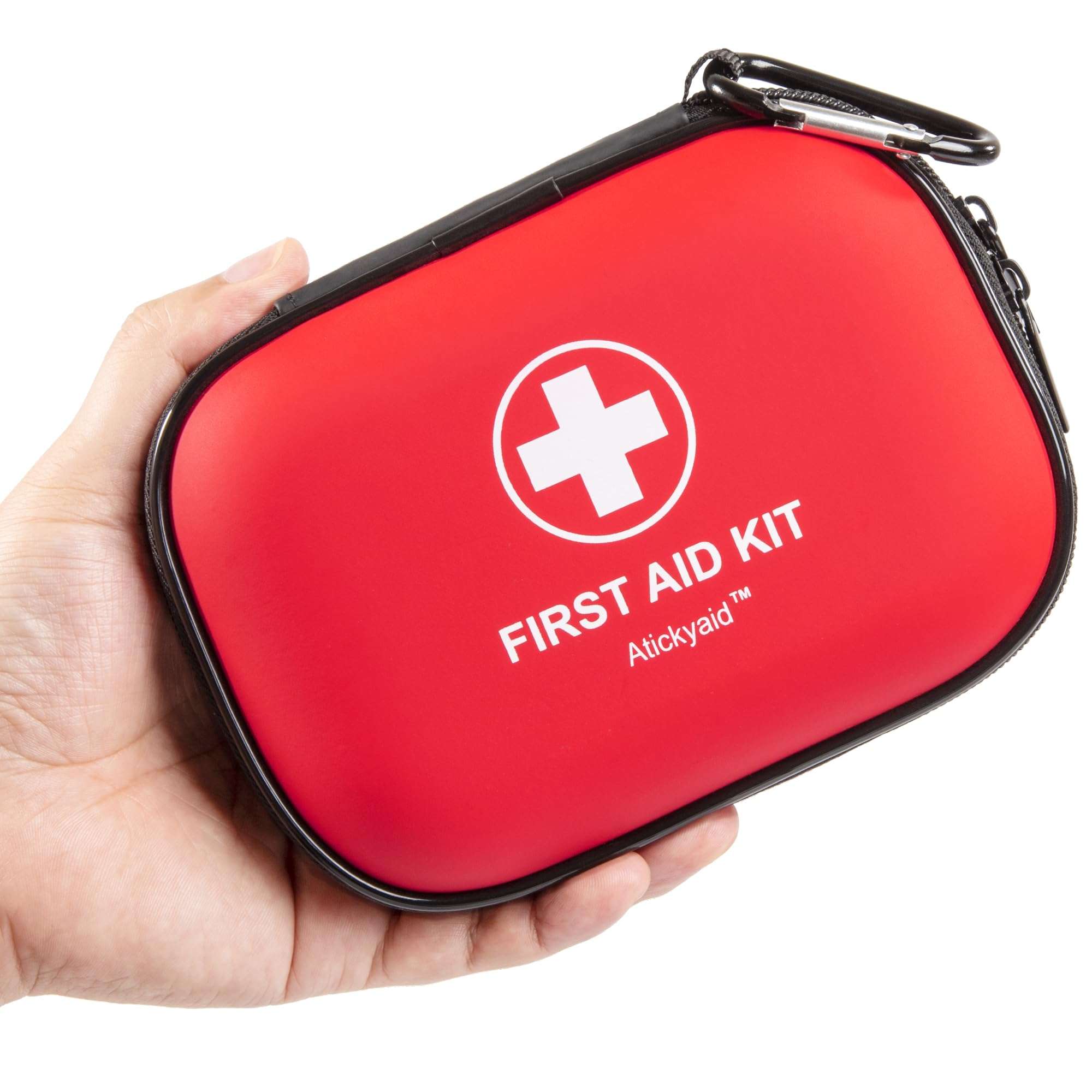 Mini First Aid Kit - 120 Piece Small Waterproof Hard Shell Medical Kit for Car, Home, Office, Travel, Camping, Sports, Outdoor, School - Emergency First Aid Supplies and Survival Kit (Red) - Image 1