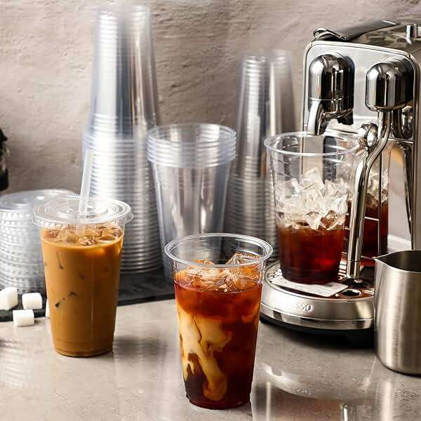 AOZITA 120 Sets - 16 oz Clear Plastic Cups with Lids, Disposable Cups With Straw Slot Lids for Cold Drinks, Milkshake, Smoothie, Iced Coffee and TO-GO Drinkings - Image 6