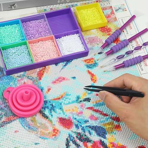 Douorgan Diamond Painting Storage Containers Diamond Painting Accessories and Tools Portable Organizer Shockproof Diamond Art Storage Case Jewelry Beads Storage Box (104 Square Jars) - Image 2