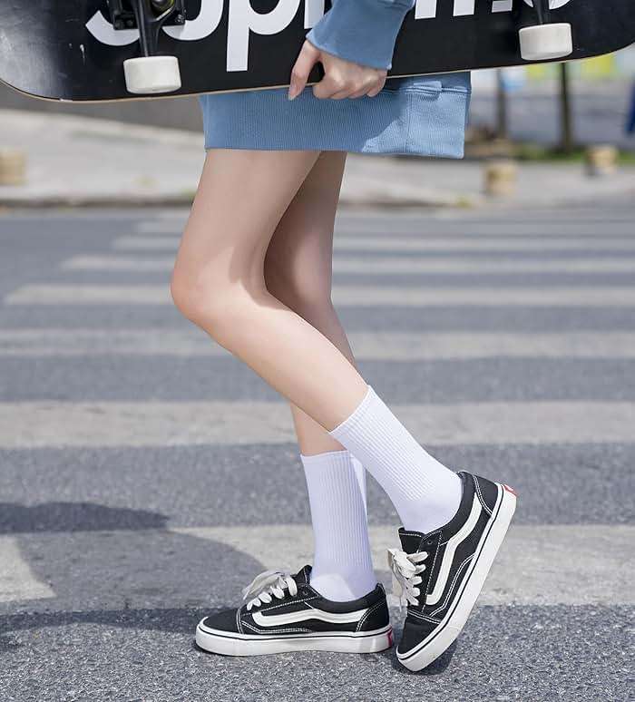 Irisbear Womens Crew Socks Casual Athletic Gym LightWeight Thin Cotton Socks 5 Pairs - Image 3