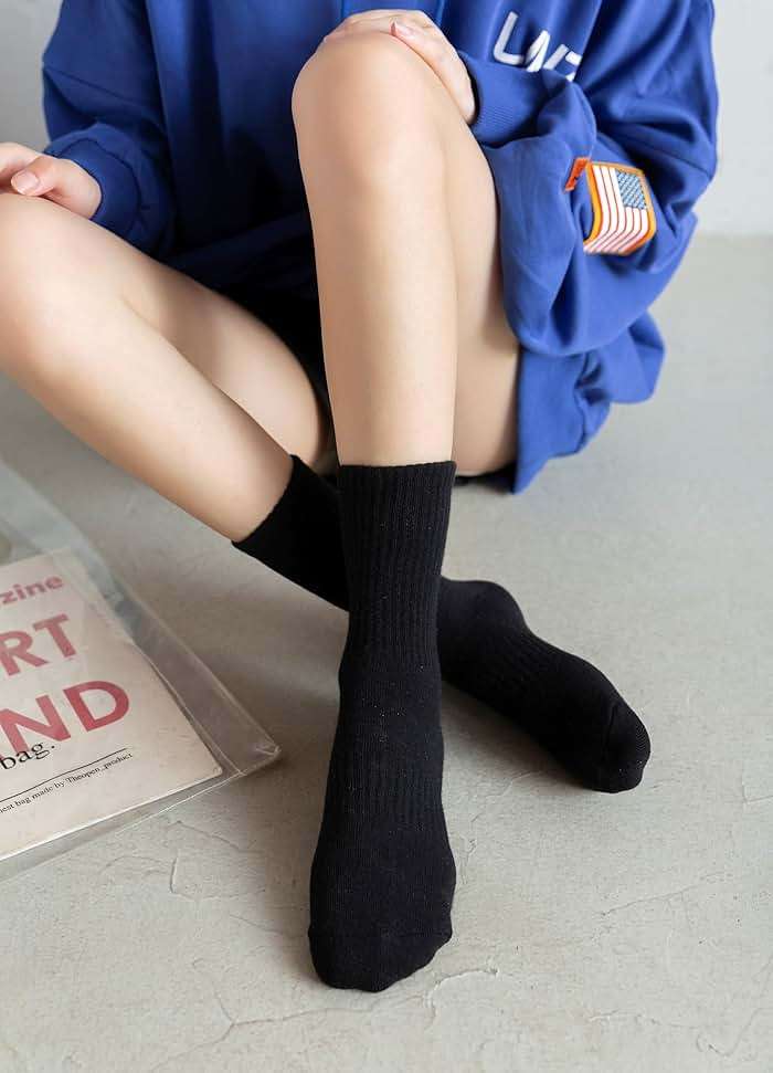 Irisbear Womens Crew Socks Casual Athletic Gym LightWeight Thin Cotton Socks 5 Pairs - Image 4