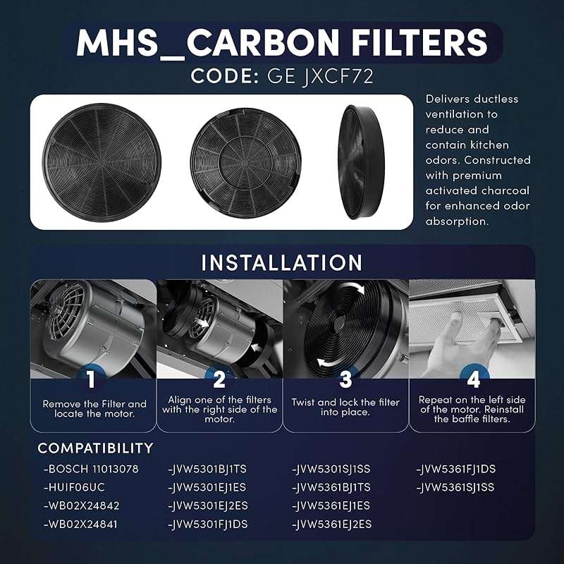 Charcoal Filter for Range Hood for GE JXCF72, WB02X24842, WB02X24841 and BOSCH 11013078, HUIF06UC MHS FILTERS (2PCS) - Image 6