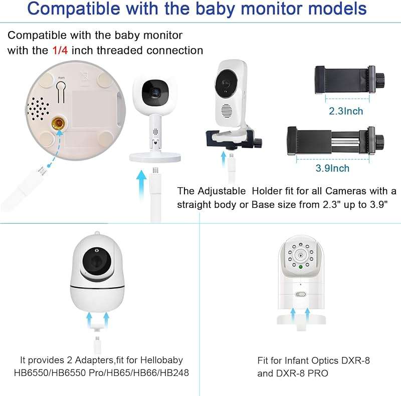 67" Adjustable Height Baby Monitor Floor Stand Holder Compatible with Hellobaby HB6560/HB6550/Pro/HB65/HB66/HB248,ANMEATE,Infant Optics DXR-8 Pro,eufy,Nanit Pro Smart Baby Monitor & Flex Stand - Image 5