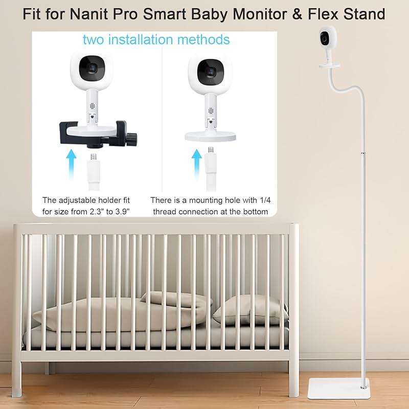 67" Adjustable Height Baby Monitor Floor Stand Holder Compatible with Hellobaby HB6560/HB6550/Pro/HB65/HB66/HB248,ANMEATE,Infant Optics DXR-8 Pro,eufy,Nanit Pro Smart Baby Monitor & Flex Stand - Image 6