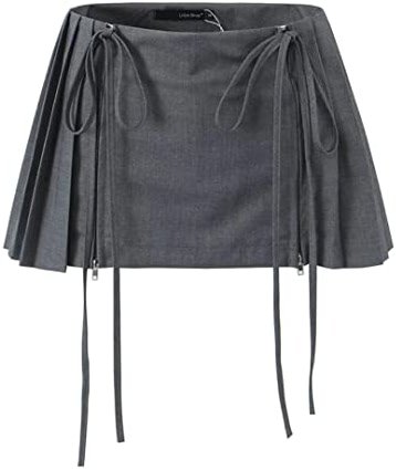 RICHTRUE Preppy Y2k Low Rise Pleated Mini Skirt for Women Sexy - Product Image