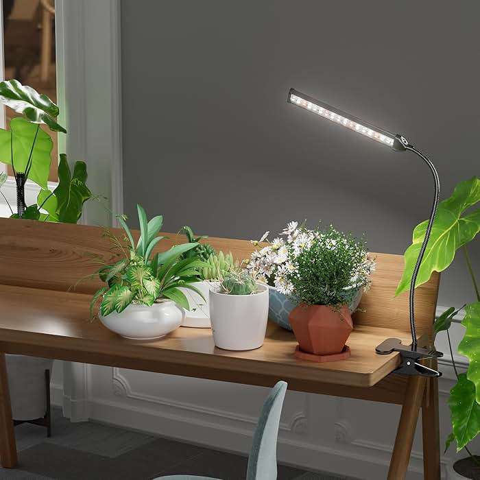 GooingTop Grow Light for Indoor Plants Growing,5000K White Full Spectrum Gooseneck Plant Lamp with Red Blue LED Clip Desk for Pot Plant Seed Starting,Dimmable with Auto Timer - Image 3