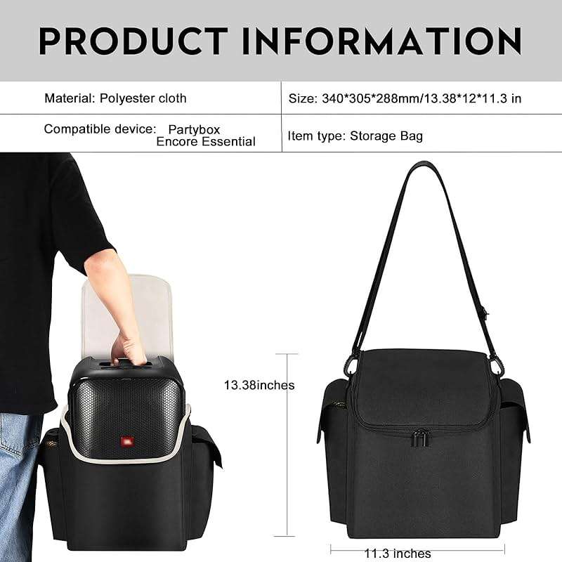 AZTOPA Speaker Carrying Case Tote Bag Compatible with JBL Partybox Encore Essential Portable Party Speaker & Accessories, Padded Shock-absorbing Material, Enhanced Protection - Image 2