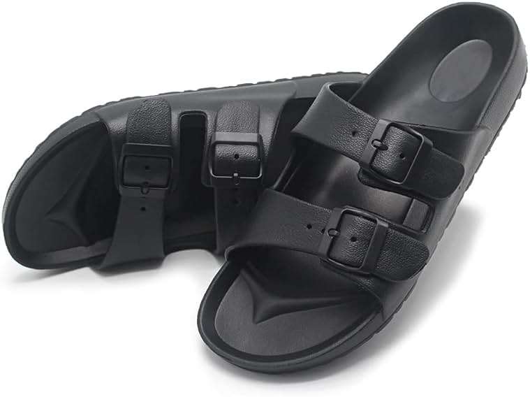 BEMGNAR Men’s Lightweight Comfort Slides Double Buckle Slip-on Adjustable EVA Orthopedic Flat Sandals - Image 7
