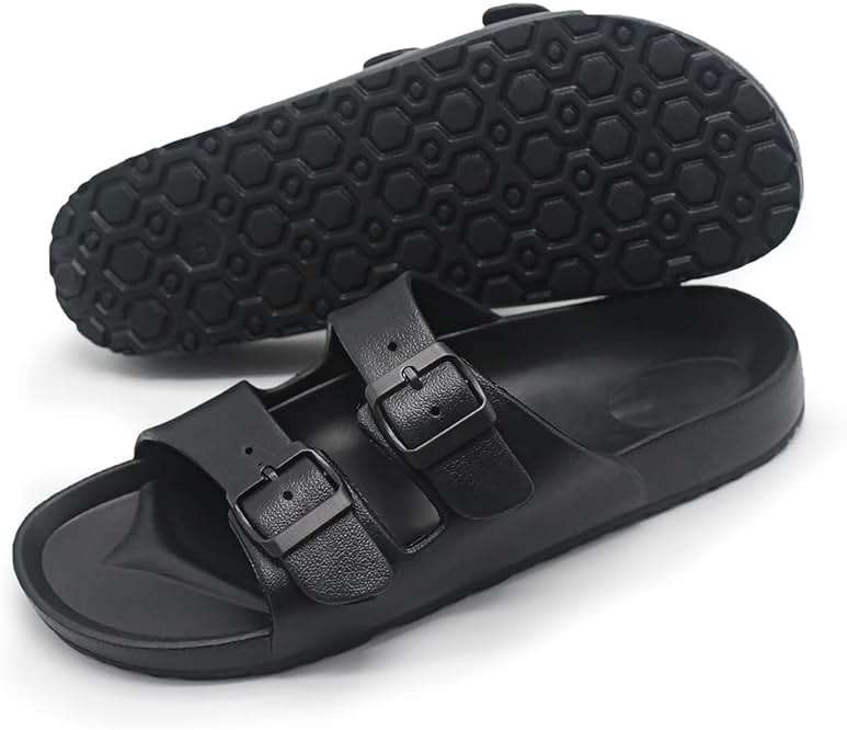 BEMGNAR Men’s Lightweight Comfort Slides Double Buckle Slip-on Adjustable EVA Orthopedic Flat Sandals - Image 8