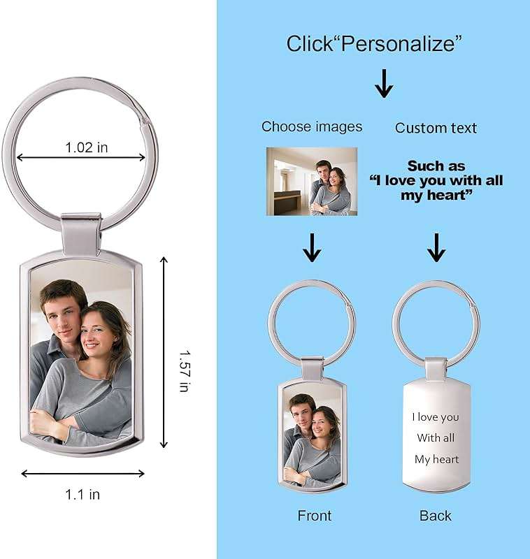 Personalized Photo Keychain Customizable Text Key Chain Alloy Pendant Keyring Custom Keychain With Picture Memorial Gifts - Image 5
