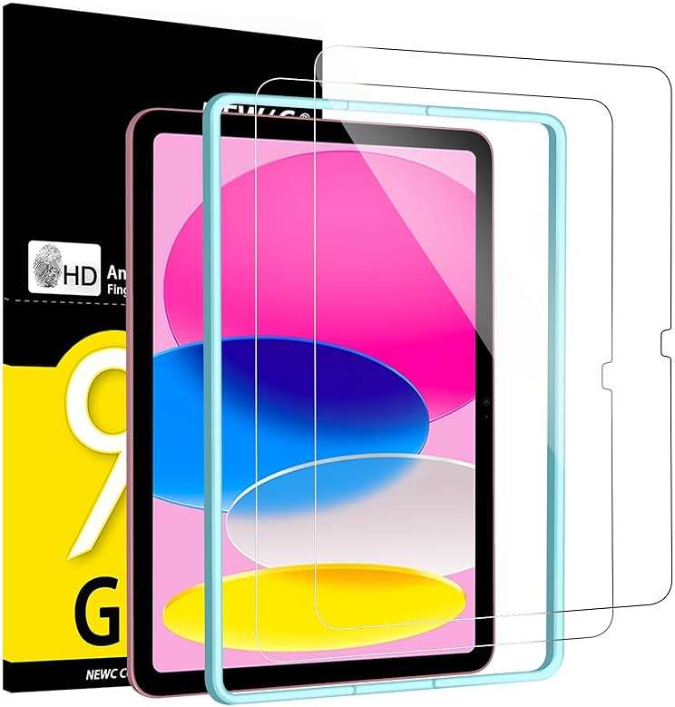 NEW'C 2 Pack Designed for iPad (A16) 11th Generation 2025, iPad 10th Generation 10.9 inches 2022 Screen Protector Tempered Glass, Bubble Free, Ultra Resistant (Easy Installation Frame) - Image 1