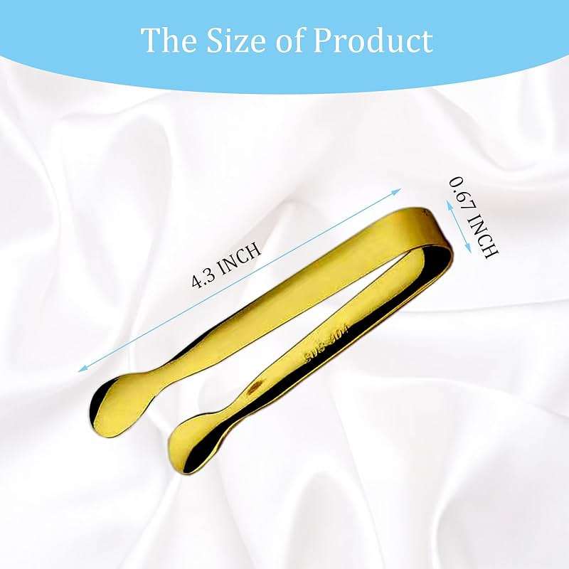 15PCS Mini Tongs for Serving, Metal Tong Stainless Steel Gold Tongs, 4.25Inch Small Sugar Tong, Kitchen Mini Serving Tongs for Appetizers, Ice, Charcuterie, Gold Utensil for Dessert Table, Tea Party - Image 3