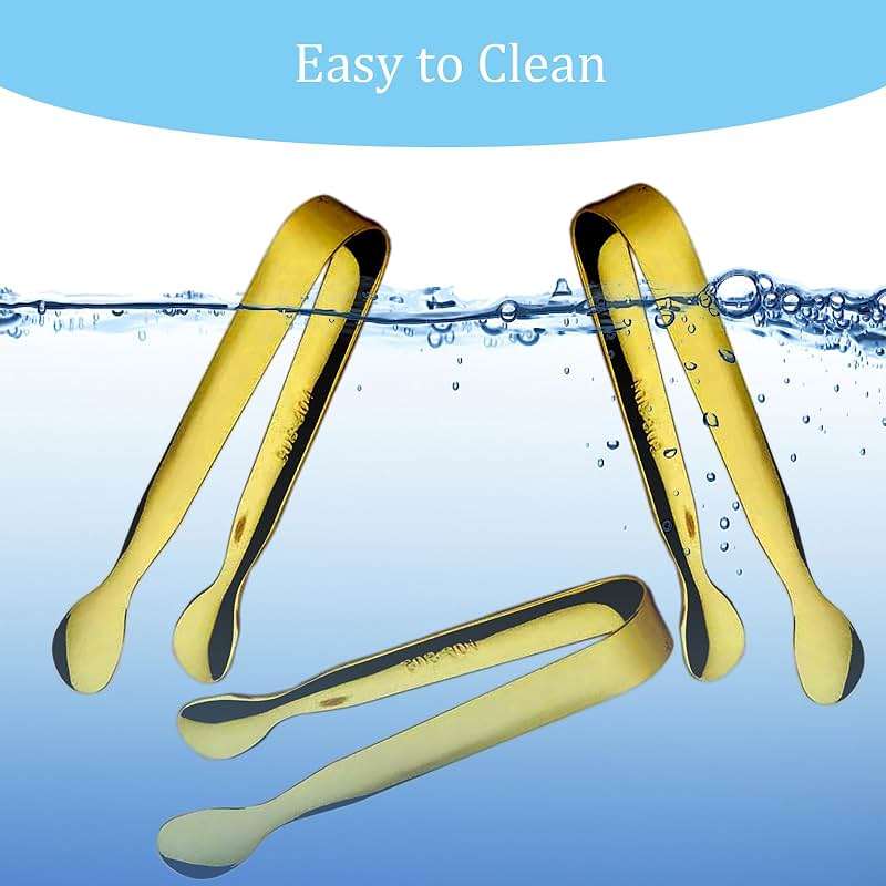 15PCS Mini Tongs for Serving, Metal Tong Stainless Steel Gold Tongs, 4.25Inch Small Sugar Tong, Kitchen Mini Serving Tongs for Appetizers, Ice, Charcuterie, Gold Utensil for Dessert Table, Tea Party - Image 7