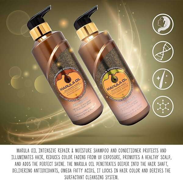 Marula Oil Shampoo and Conditioner Sets,Color Safe Ultra Moisture Sulfate Free Shampoo Conditioner Pack for All Hair Types, Moisturizing,Smoothing, Locks Moisture, Natural Repair, Pump Bottle - Image 2